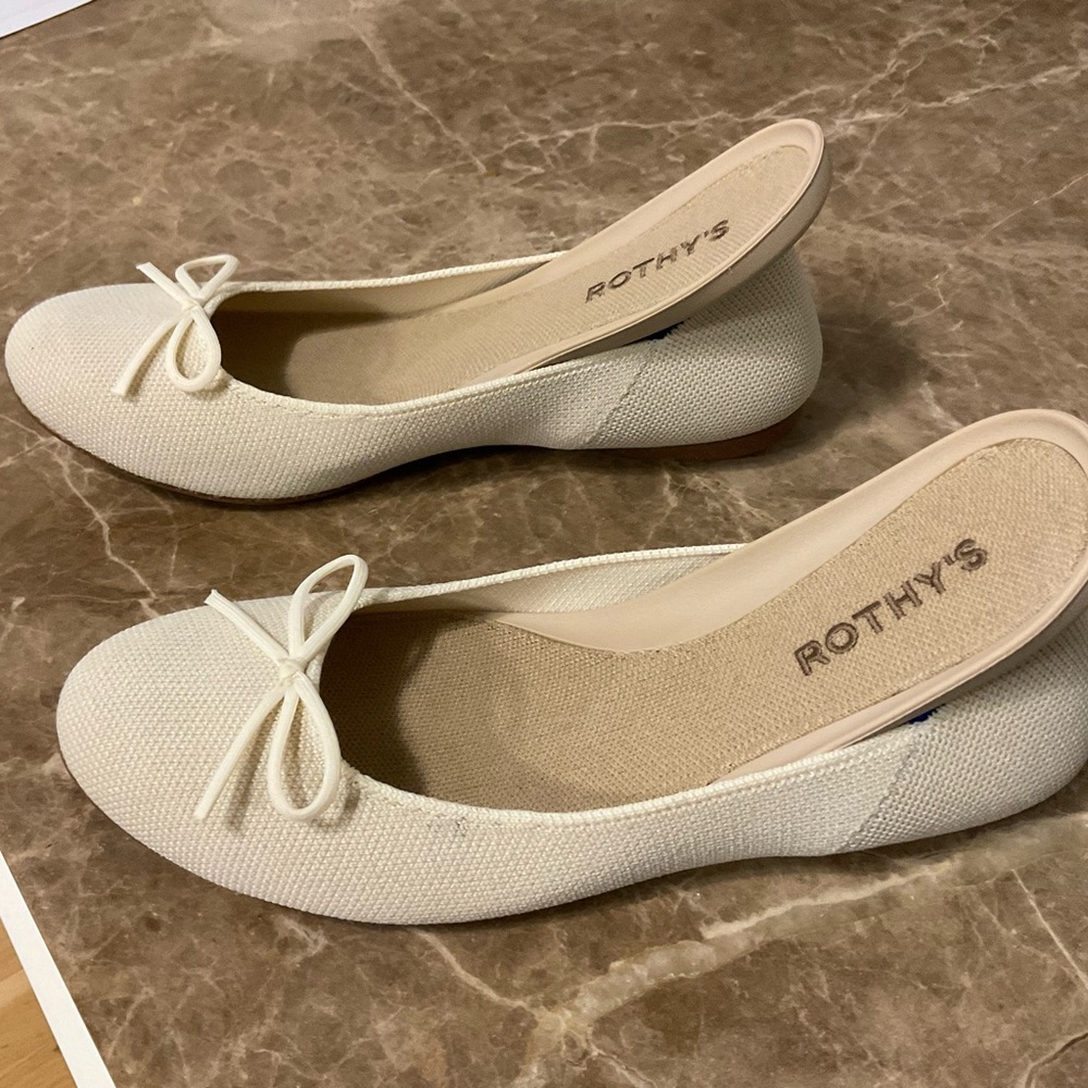 Rothy's White Ballet Flats with Bow